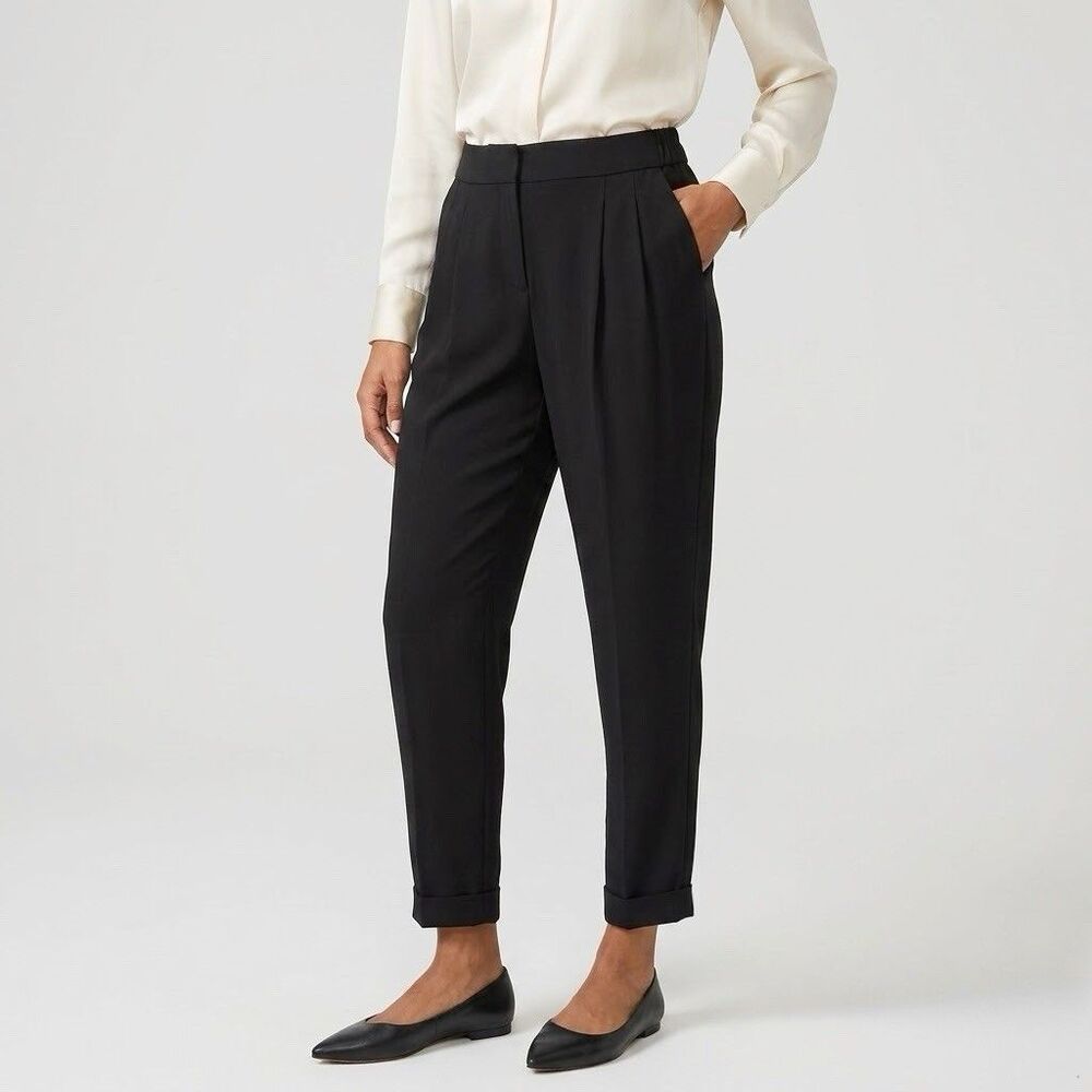 Loft Womens Pants Sz 00 Marisa Pleated Ankle Mid Rise Trousers Cuffed Office